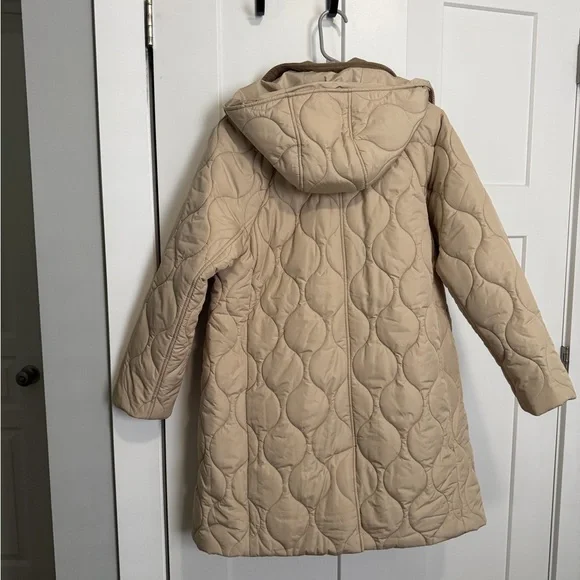 Barn style J. Crew Quilted Puffer Coat jacket in Beige with Corduroy Collar - Picture 5 of 9